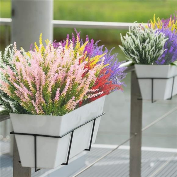 12 Bundles Outdoor Artificial Lavender Flowers (Pink) - Picture 2 of 7